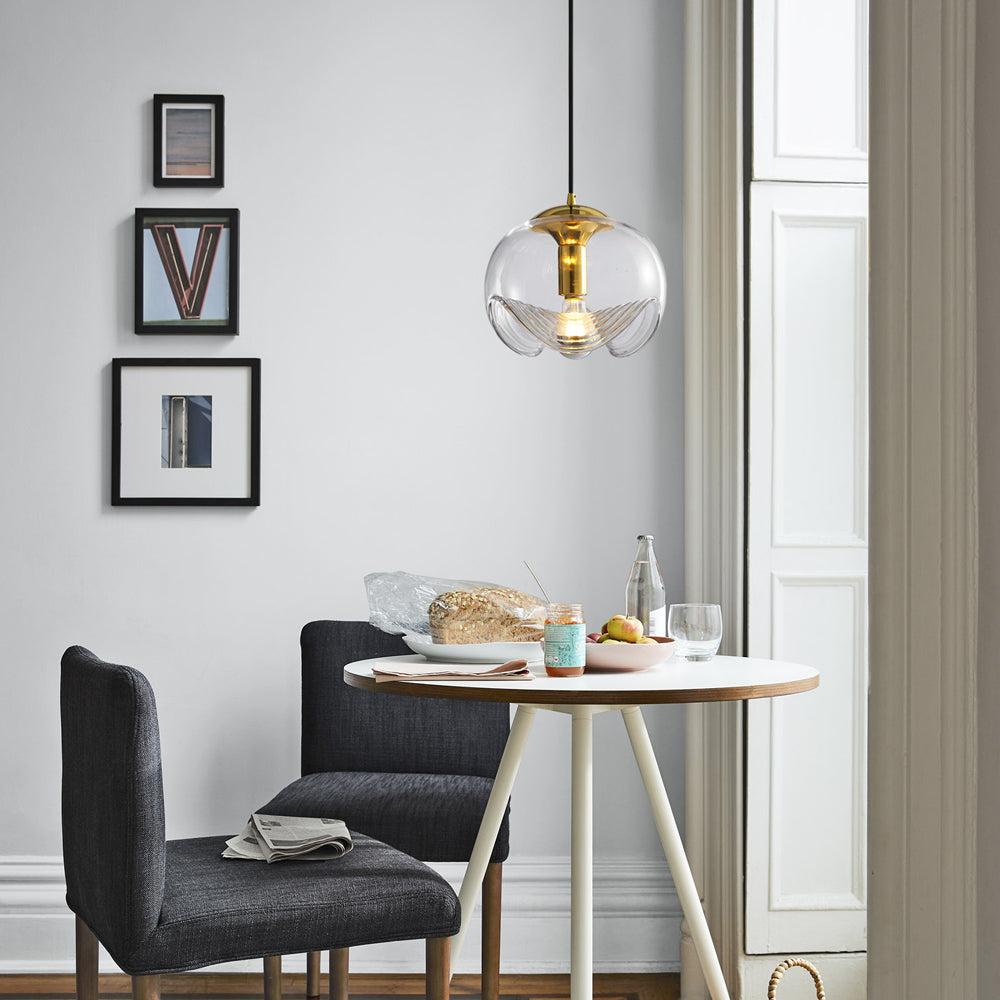 Valentina Suspension Moderne Transparent Onde Métal Verre Chambre à Coucher