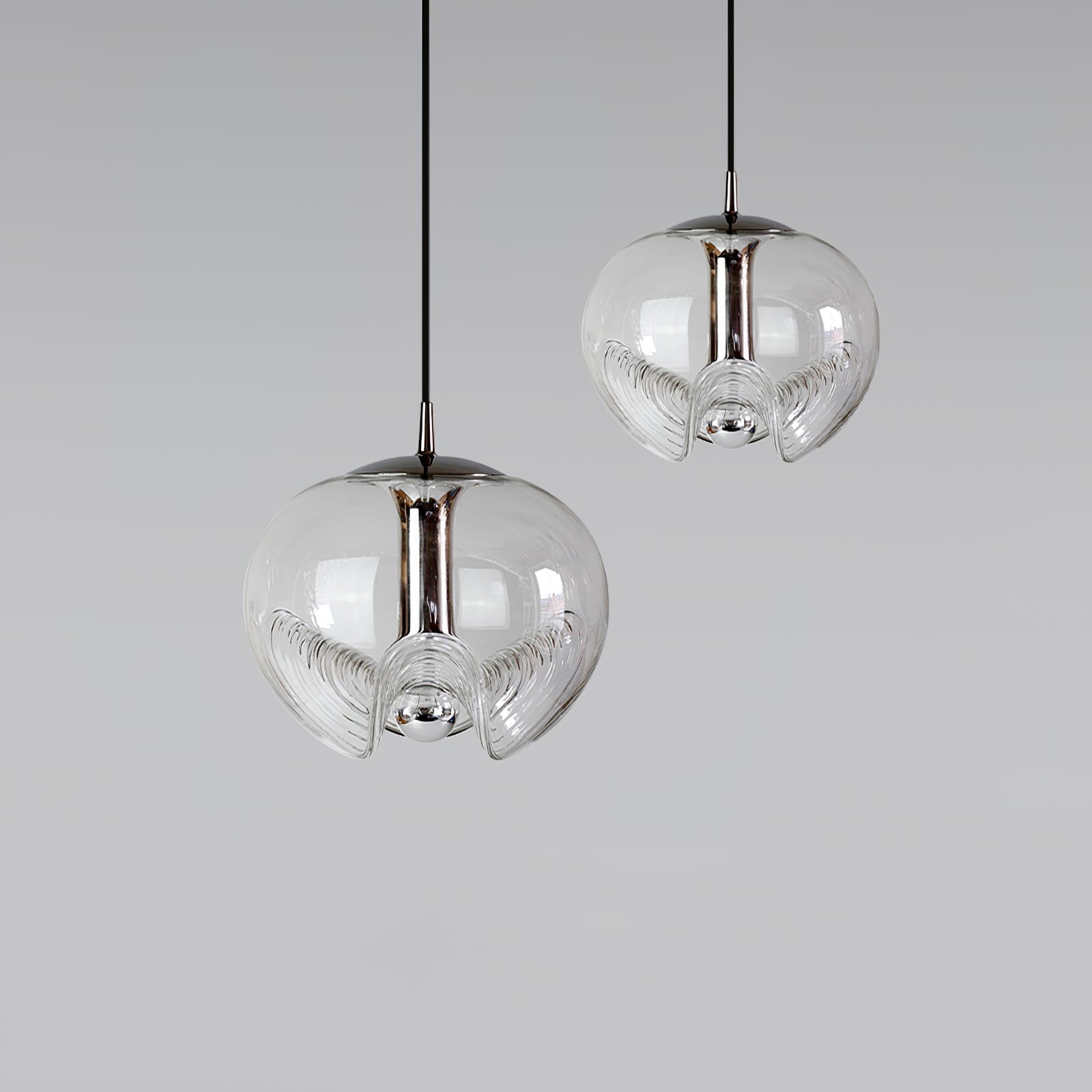 Valentina Suspension Moderne Transparent Onde Métal Verre Chambre à Coucher