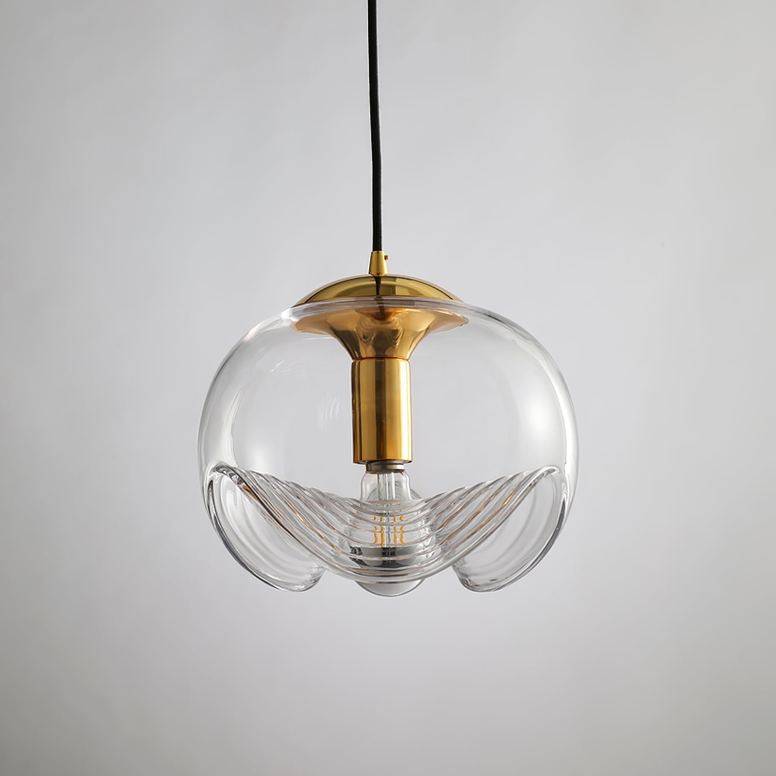Valentina Suspension Moderne Transparent Onde Métal Verre Chambre à Coucher