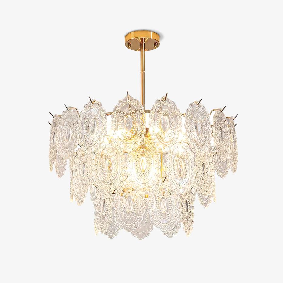 Lustra Chandelier Wave Glass Wrought Iron Elegant - Letslighting