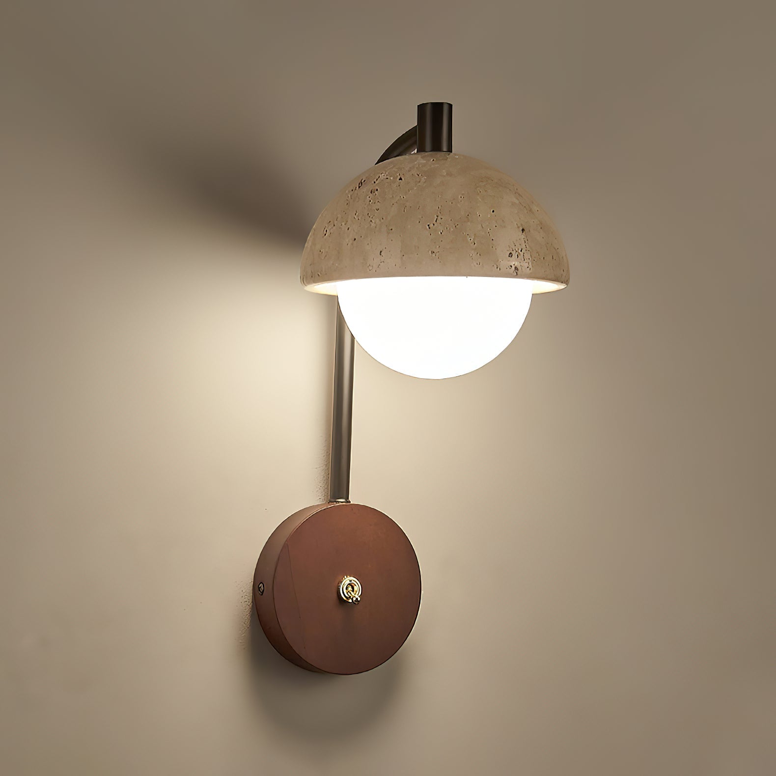 Civarir Modern Minimalist Beige Travertine Wall Lamp - Lamp Copper