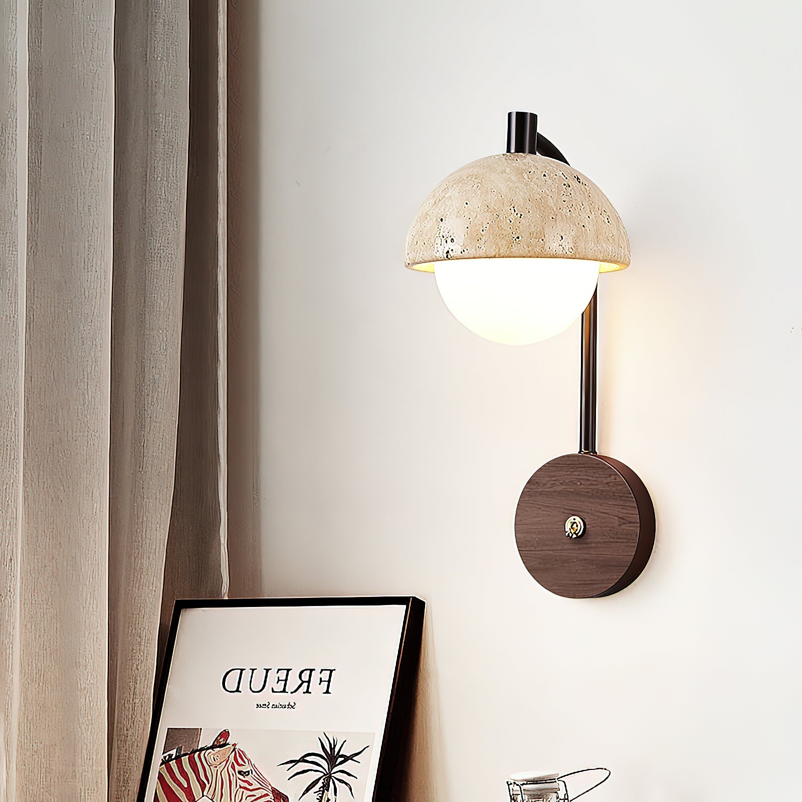 Civarir Modern Minimalist Beige Travertine Wall Lamp - Lamp Copper