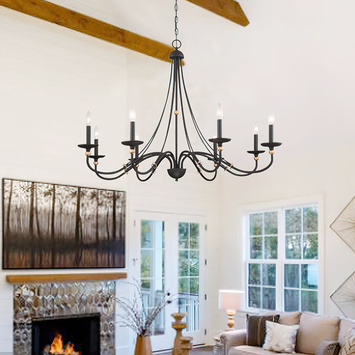 Amaran Vintage Industrial County Metal Chandelier - Lamp Copper