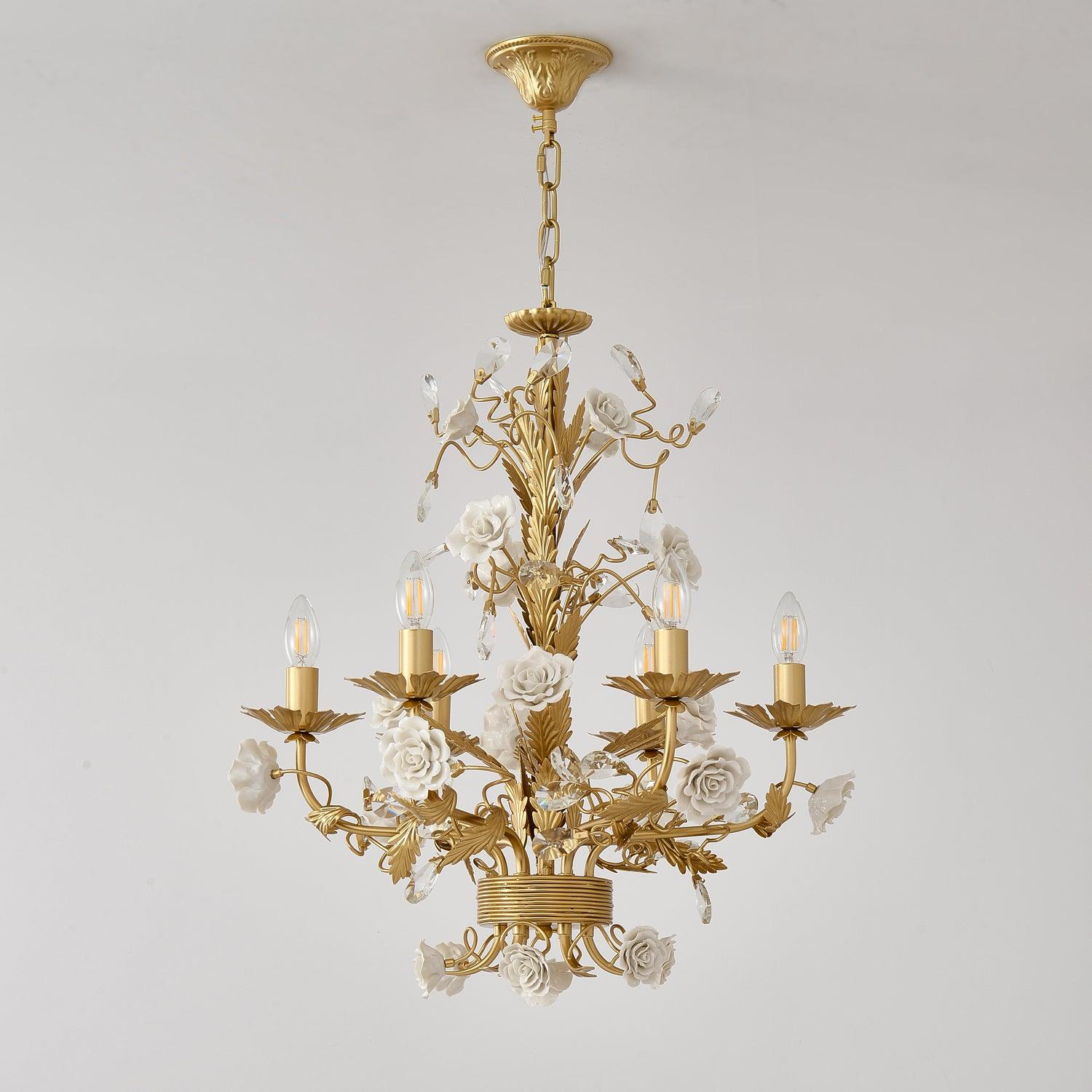 White Rose Crystal Chandelier - Blowlighting