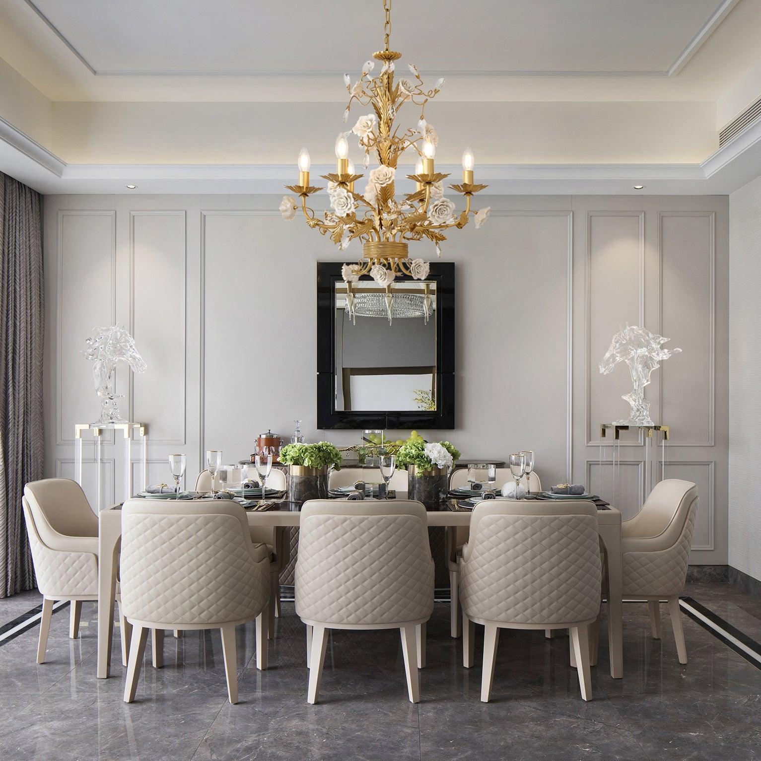 White Rose Crystal Chandelier - Blowlighting