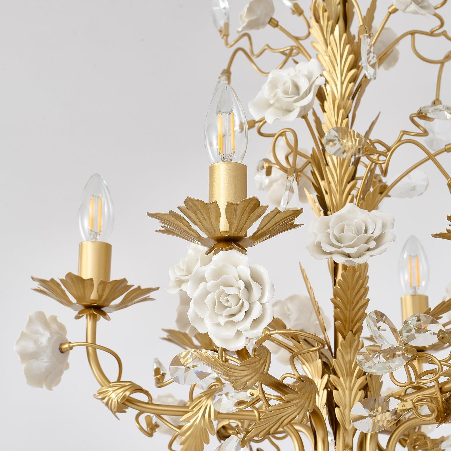 White Rose Crystal Chandelier - Blowlighting
