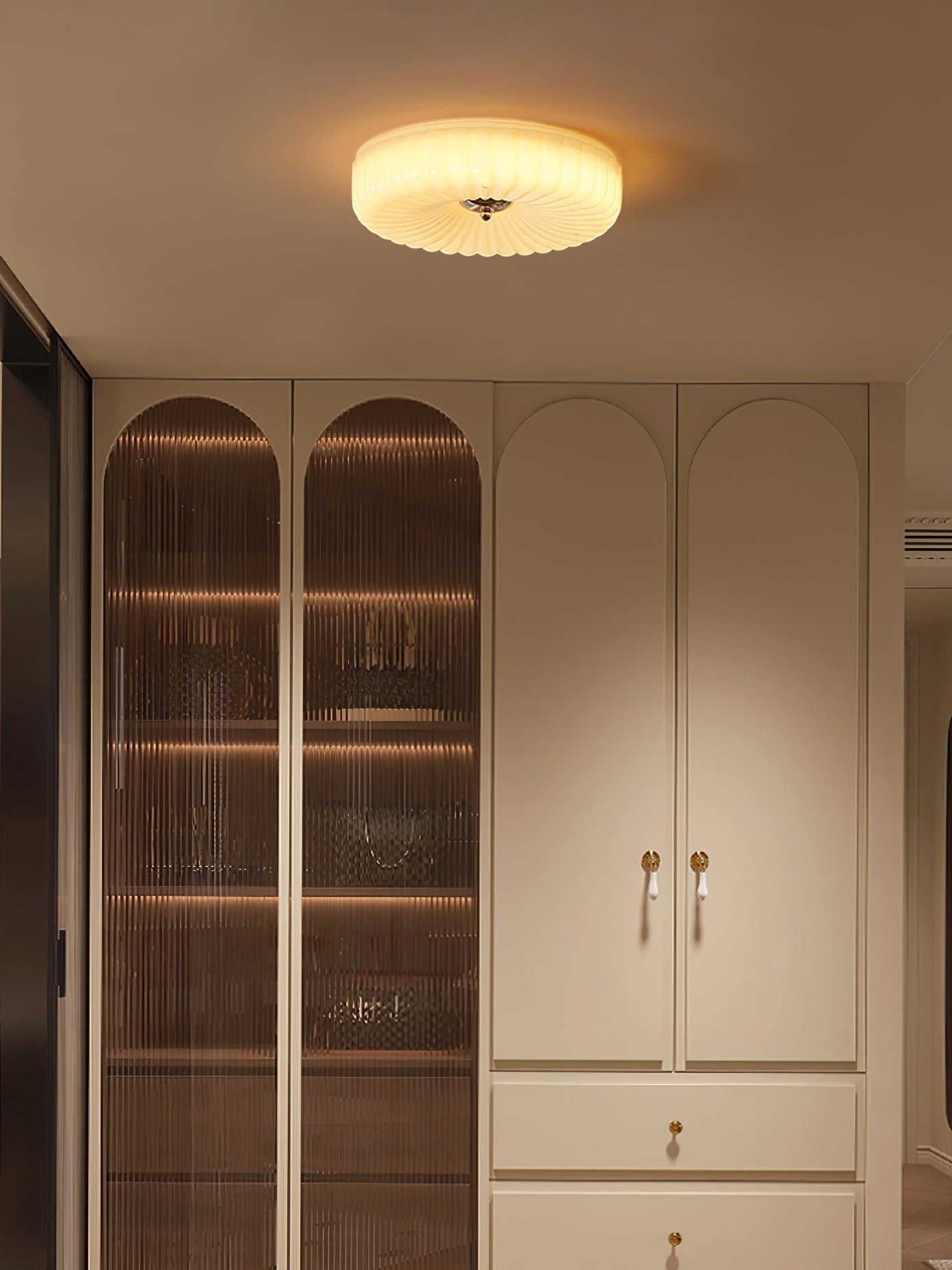 Zathee Modern Minimalist Glass Metal Flush Mount Ceiling Light - Lamp Copper