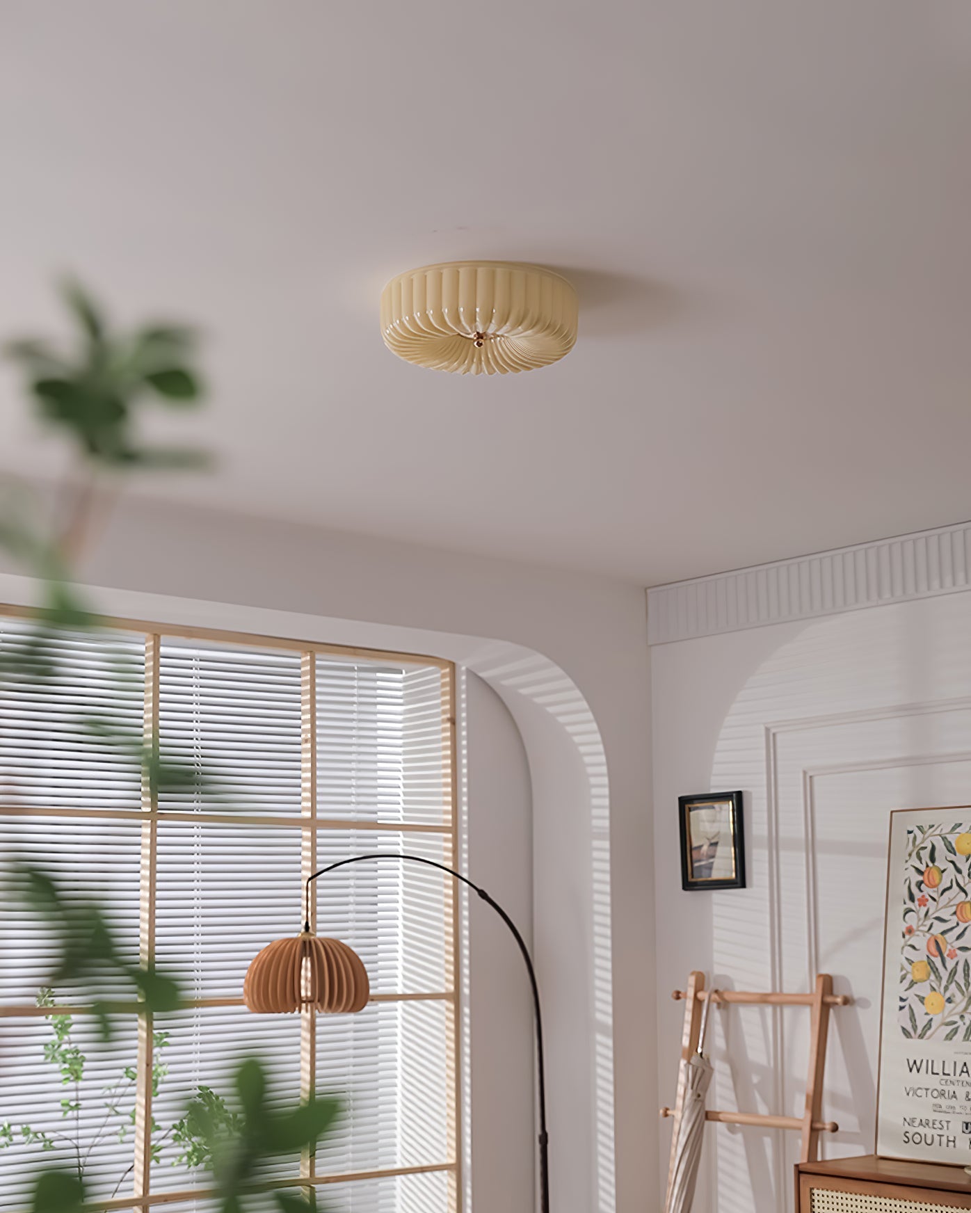 Zathee Modern Minimalist Glass Metal Flush Mount Ceiling Light - Lamp Copper