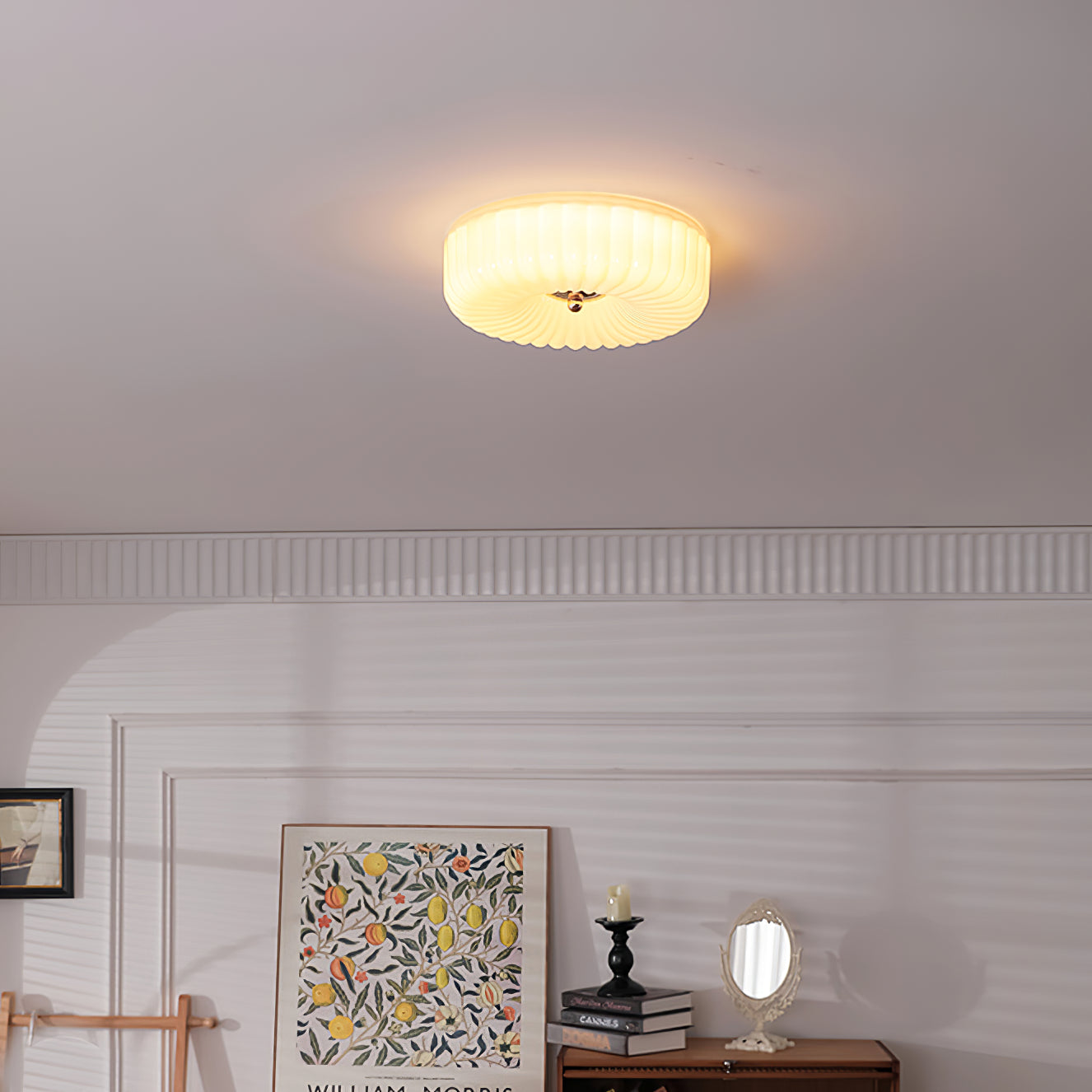 Zathee Modern Minimalist Glass Metal Flush Mount Ceiling Light - Lamp Copper
