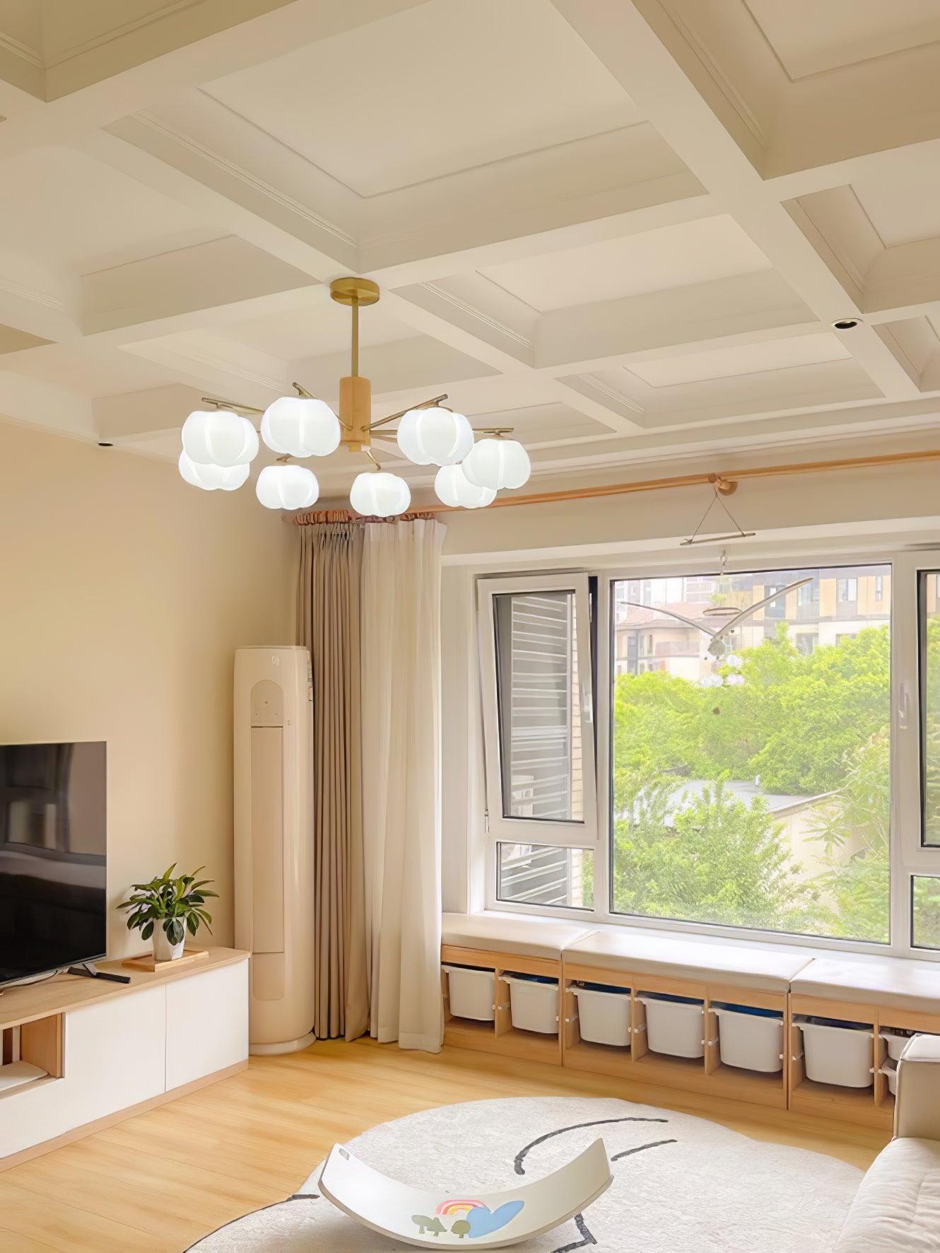 Wooden Cotton Balls Chandelier - Blowlighting