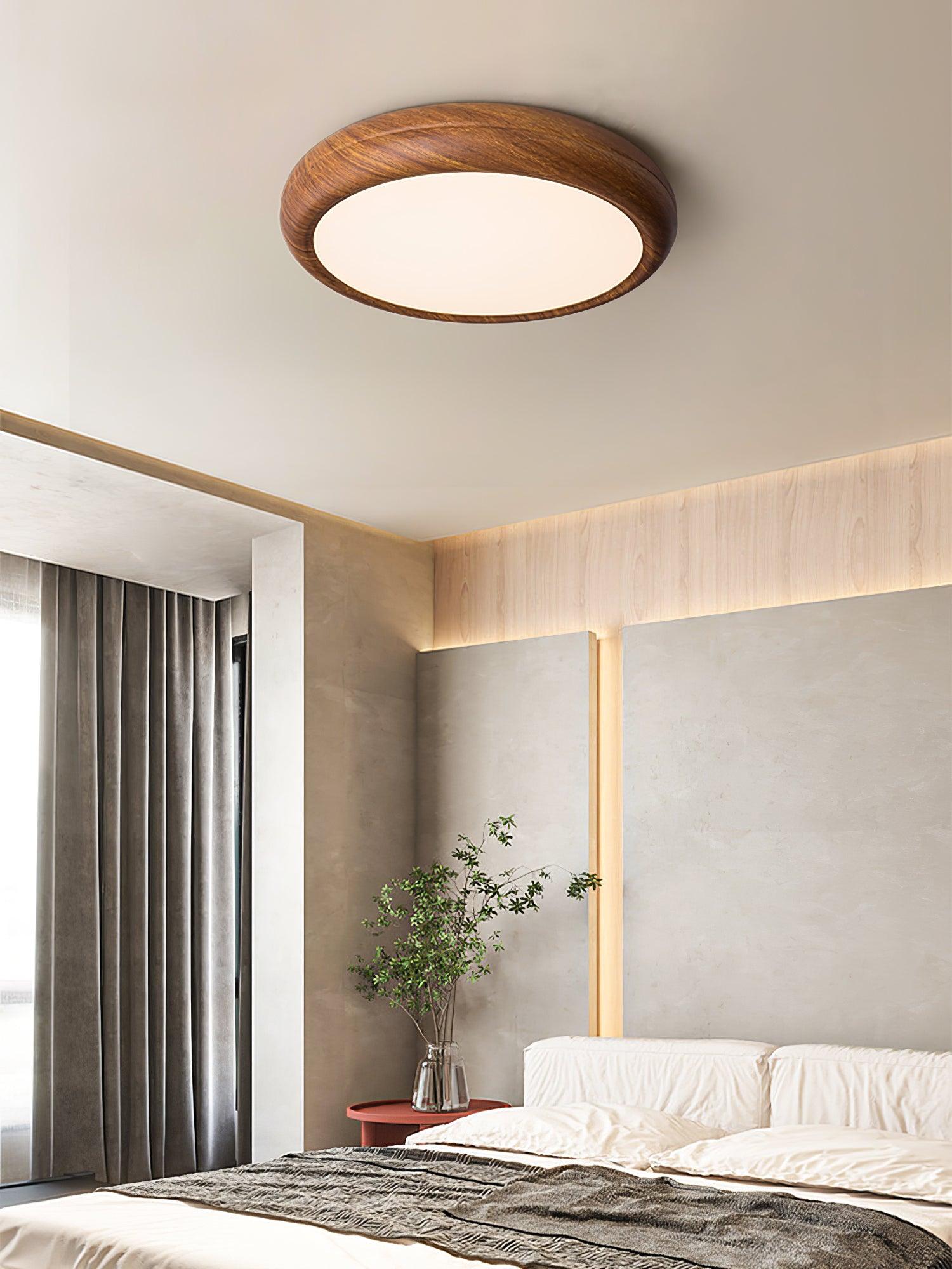 Wood Grain Round Ceiling Lamp - Blowlighting