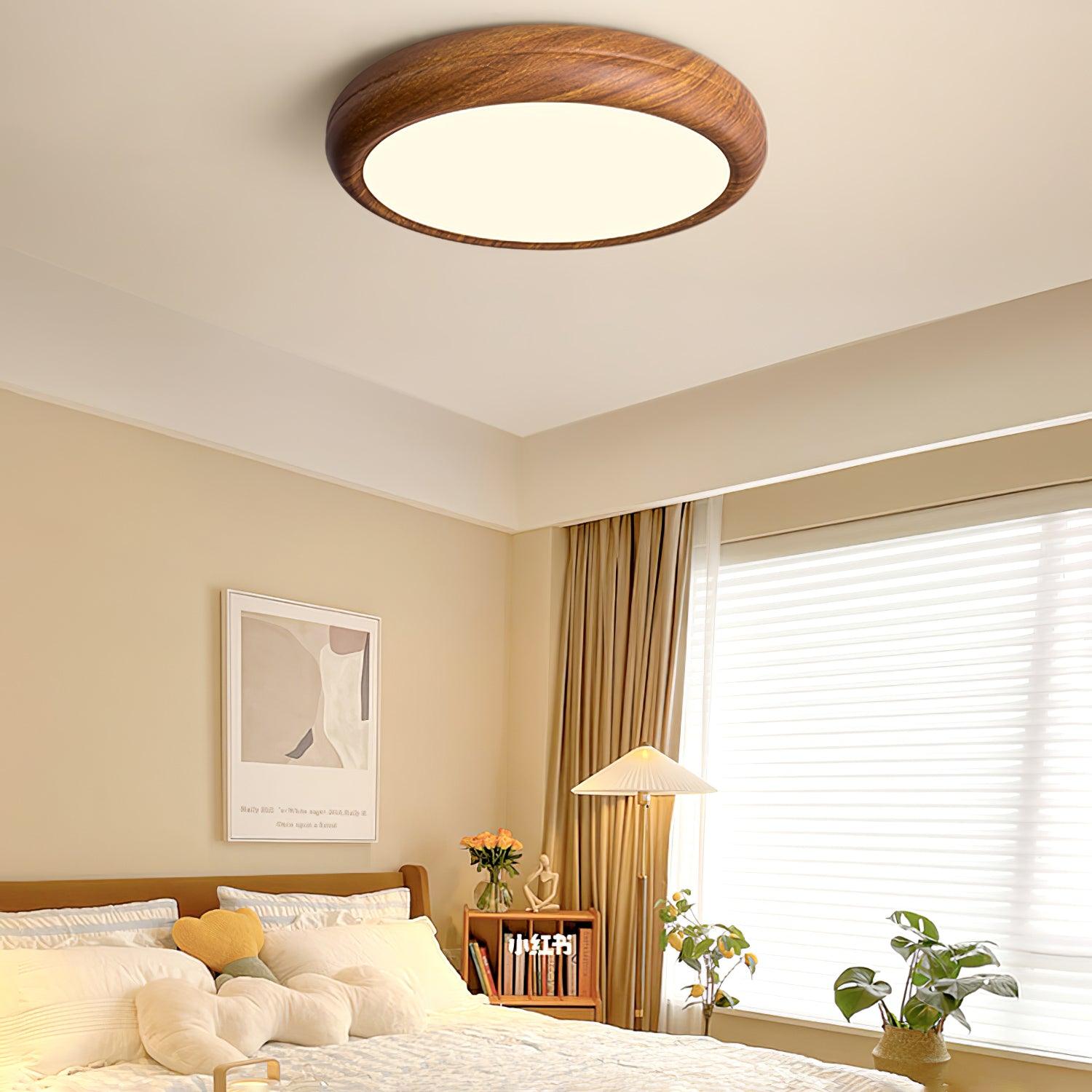 Wood Grain Round Ceiling Lamp - Blowlighting