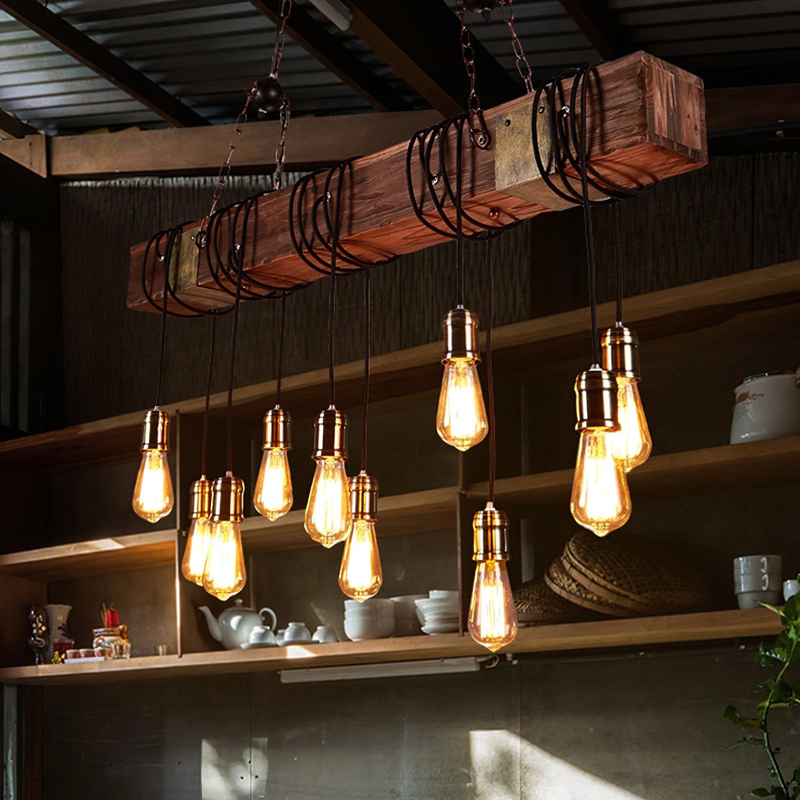 Wood Hanging Multi Chandelier - Blowlighting
