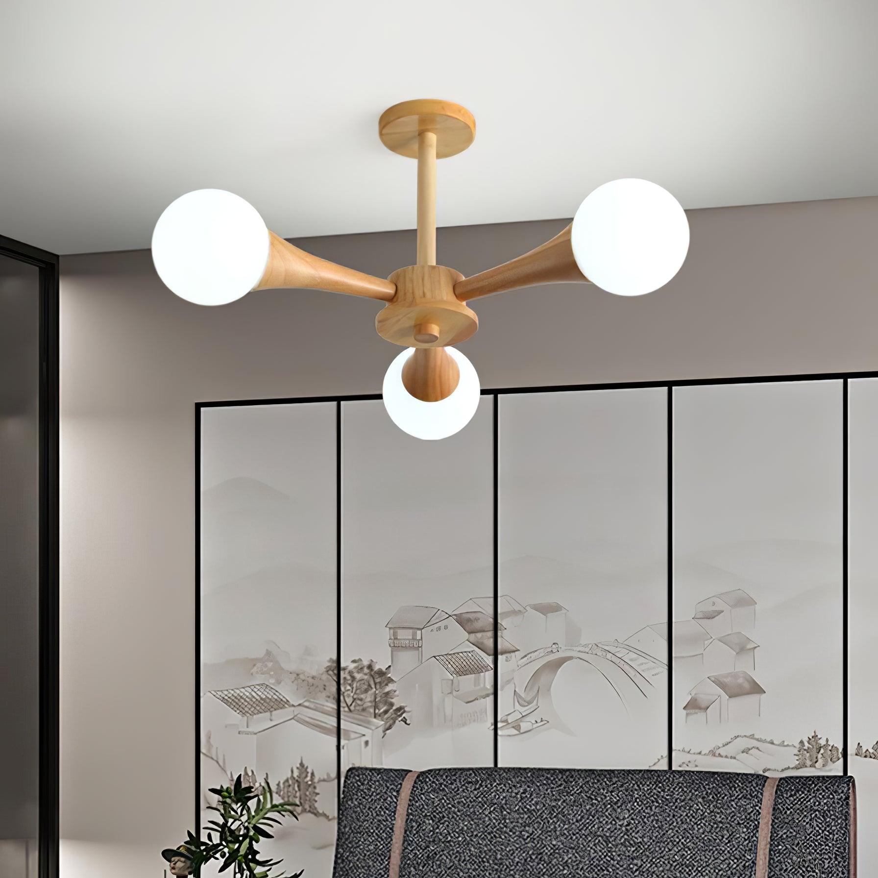 Wooden Nera Chandelier - Blowlighting