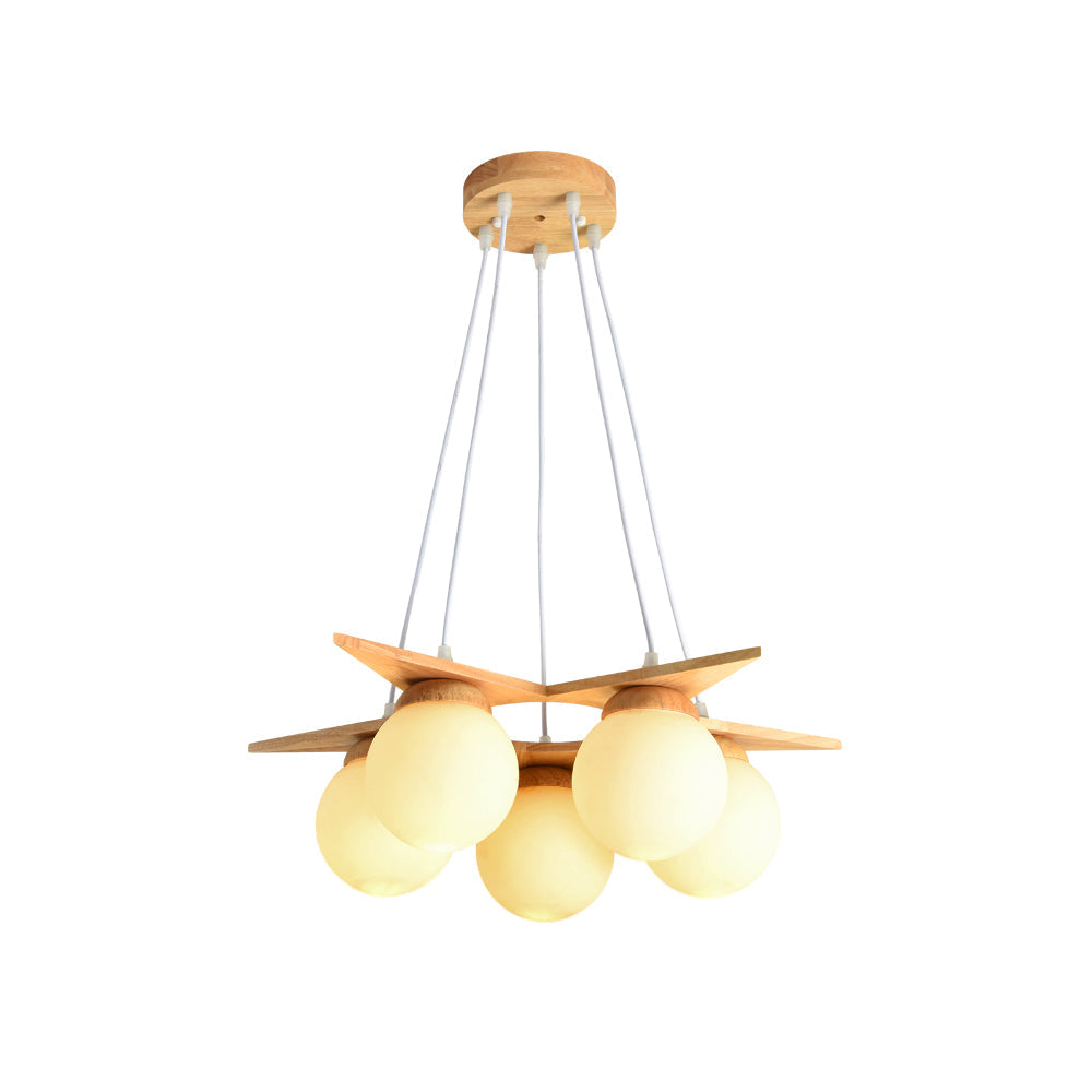Zothaus Premium Nordic Star Glass Wooden Chandelier - Lamp Copper