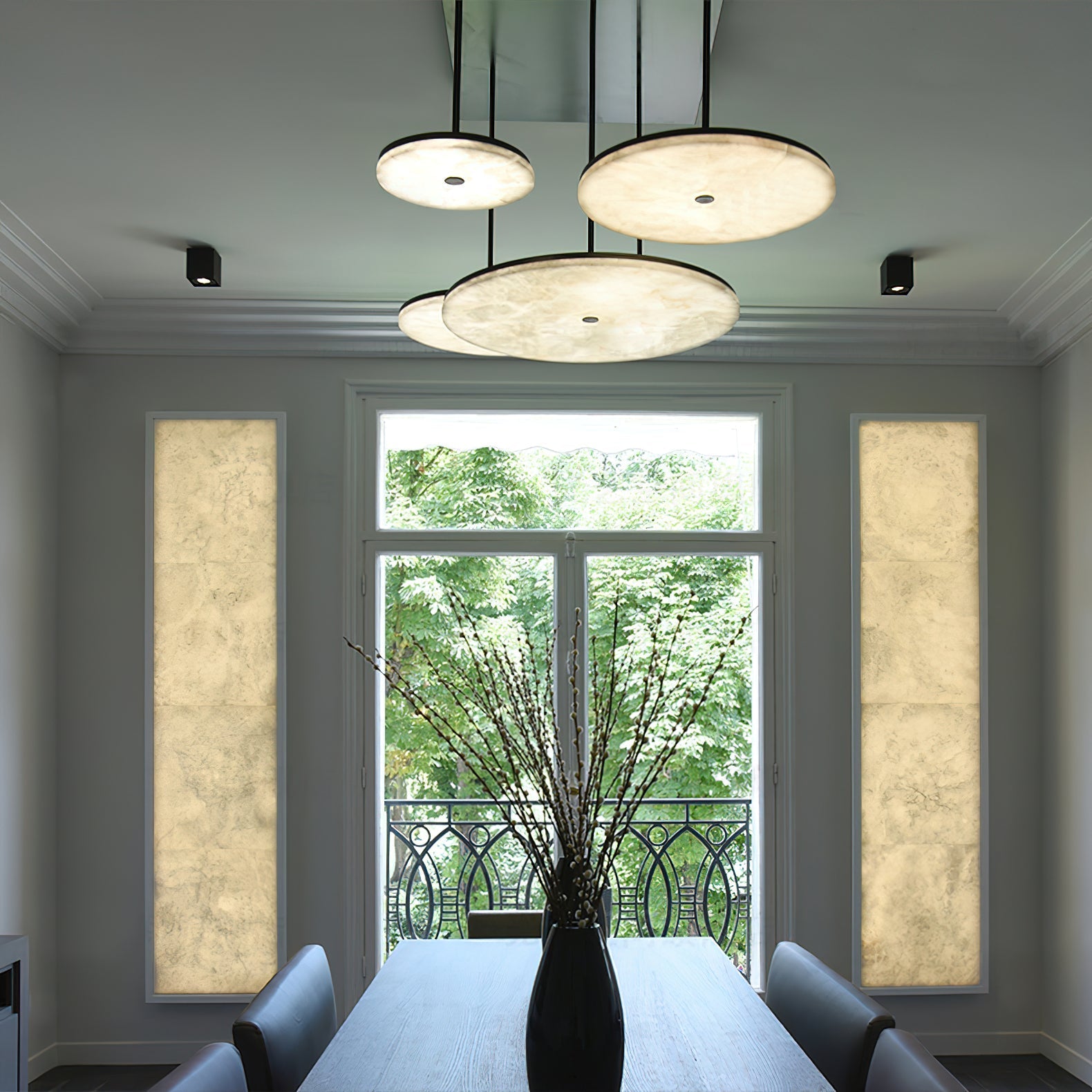 Utalion Modern Minimalist Metal Alabaster Pendant Light - Lamp Copper