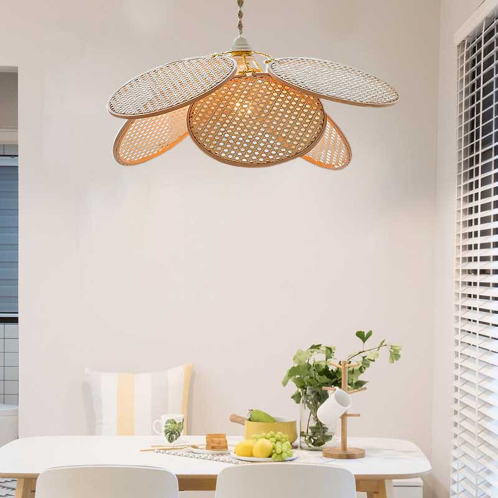 Ritta Suspension Petale Naturelle, Metal/Rotin, Bois, Chambre à Coucher