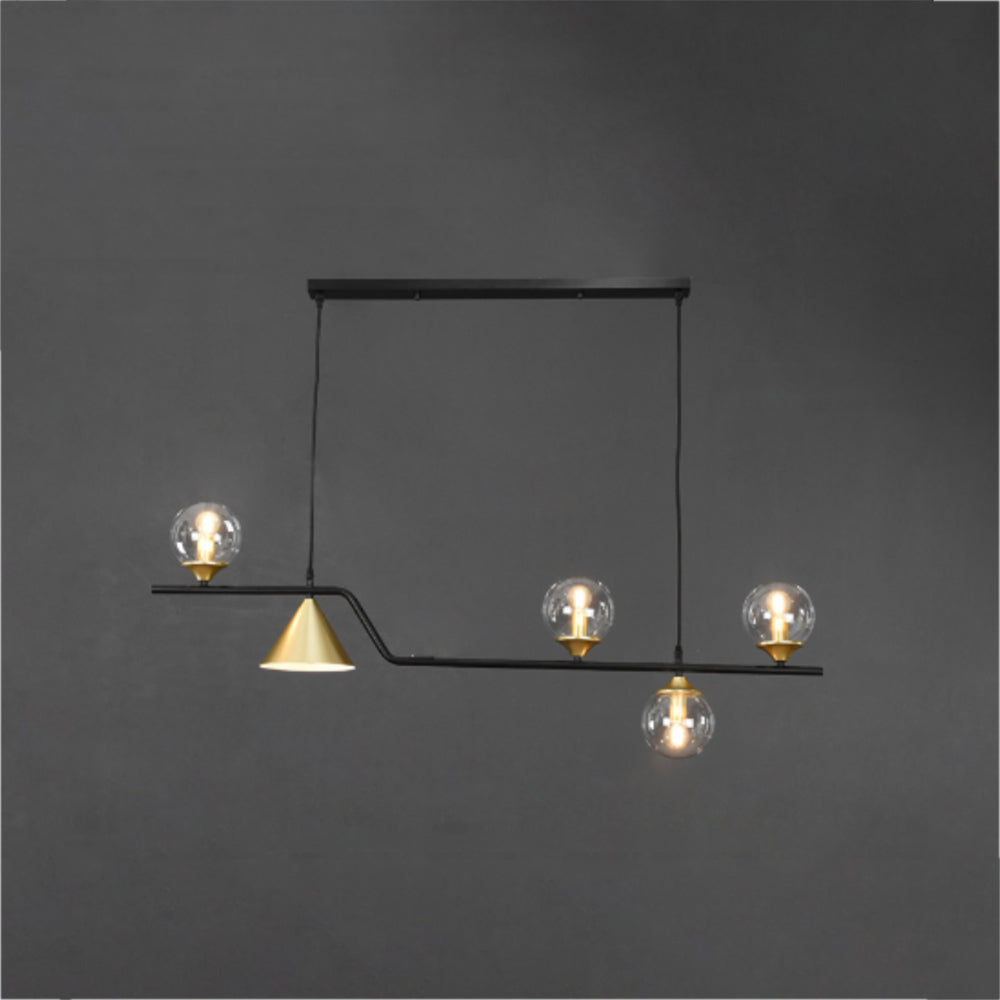 Ray Moderne LED Suspension Noir/Or Verre Salon/Chambre à Coucher