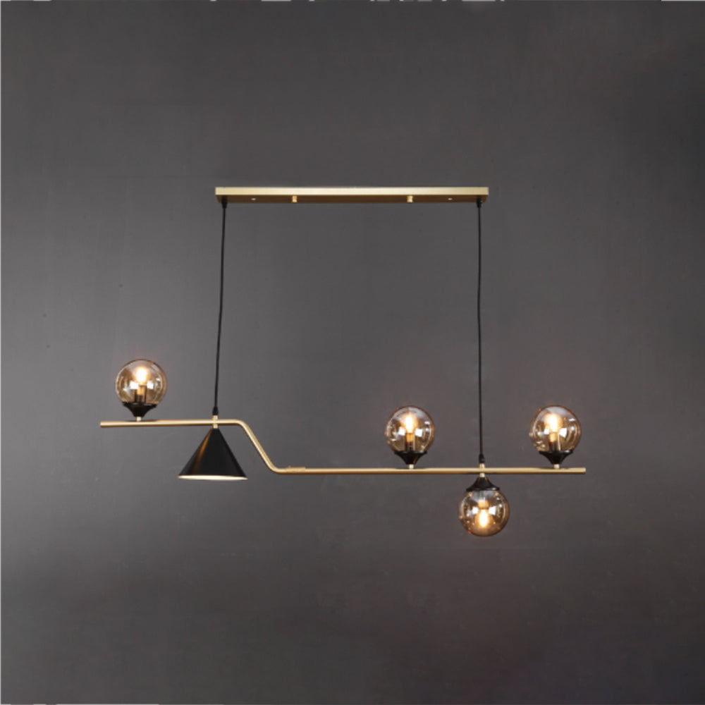 Ray Moderne LED Suspension Noir/Or Verre Salon/Chambre à Coucher
