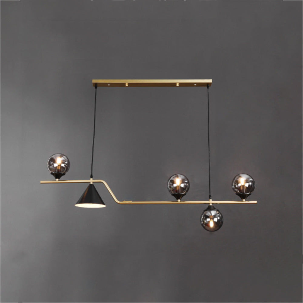 Ray Moderne LED Suspension Noir/Or Verre Salon/Chambre à Coucher