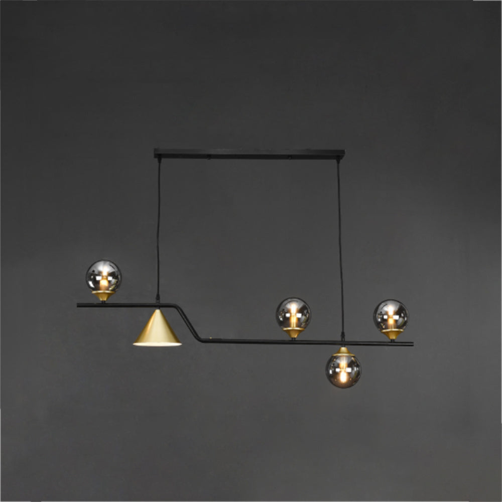 Ray Moderne LED Suspension Noir/Or Verre Salon/Chambre à Coucher