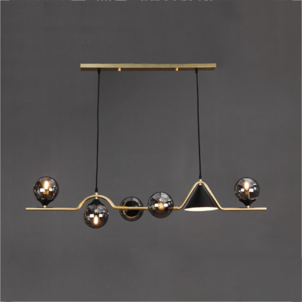 Ray Moderne LED Suspension Noir/Or Verre Salon/Chambre à Coucher