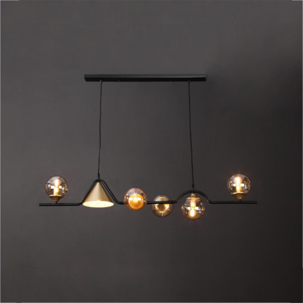 Ray Moderne LED Suspension Noir/Or Verre Salon/Chambre à Coucher