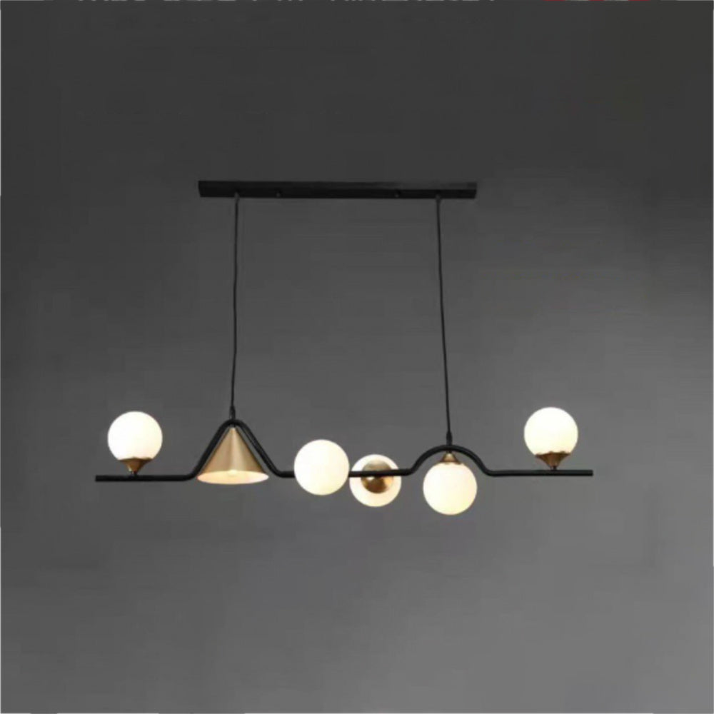 Ray Moderne LED Suspension Noir/Or Verre Salon/Chambre à Coucher