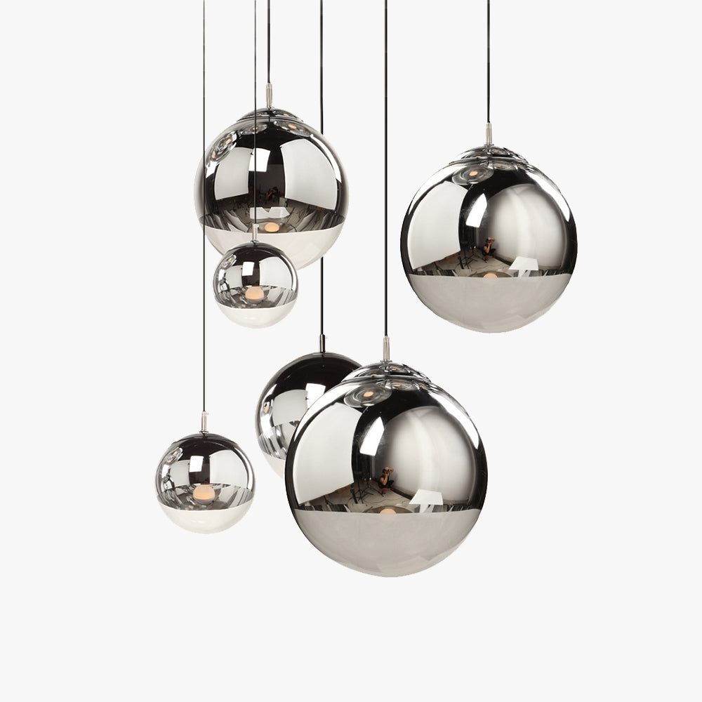 Valentina Industriel Rond Métal Verre Suspension Salon