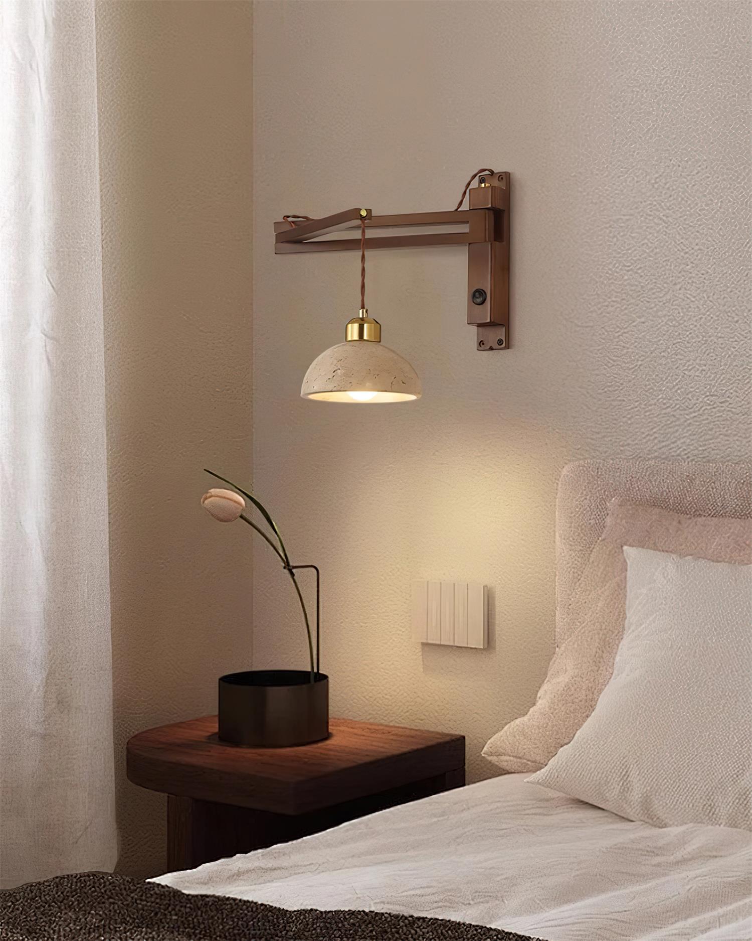 Wall Lamp with Travertine Cylinder Shade for Minimalist Ambiance - Letslighting