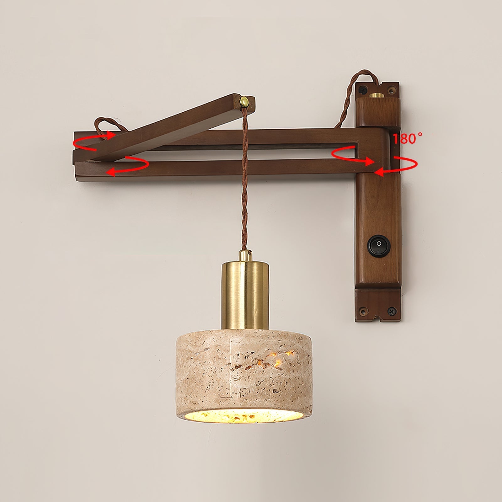 Wall Lamp with Travertine Cylinder Shade for Minimalist Ambiance - Letslighting