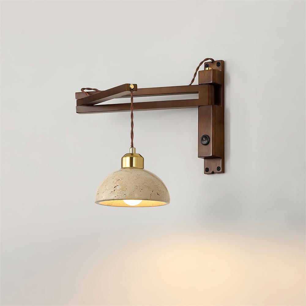 Wall Lamp with Travertine Cylinder Shade for Minimalist Ambiance - Letslighting