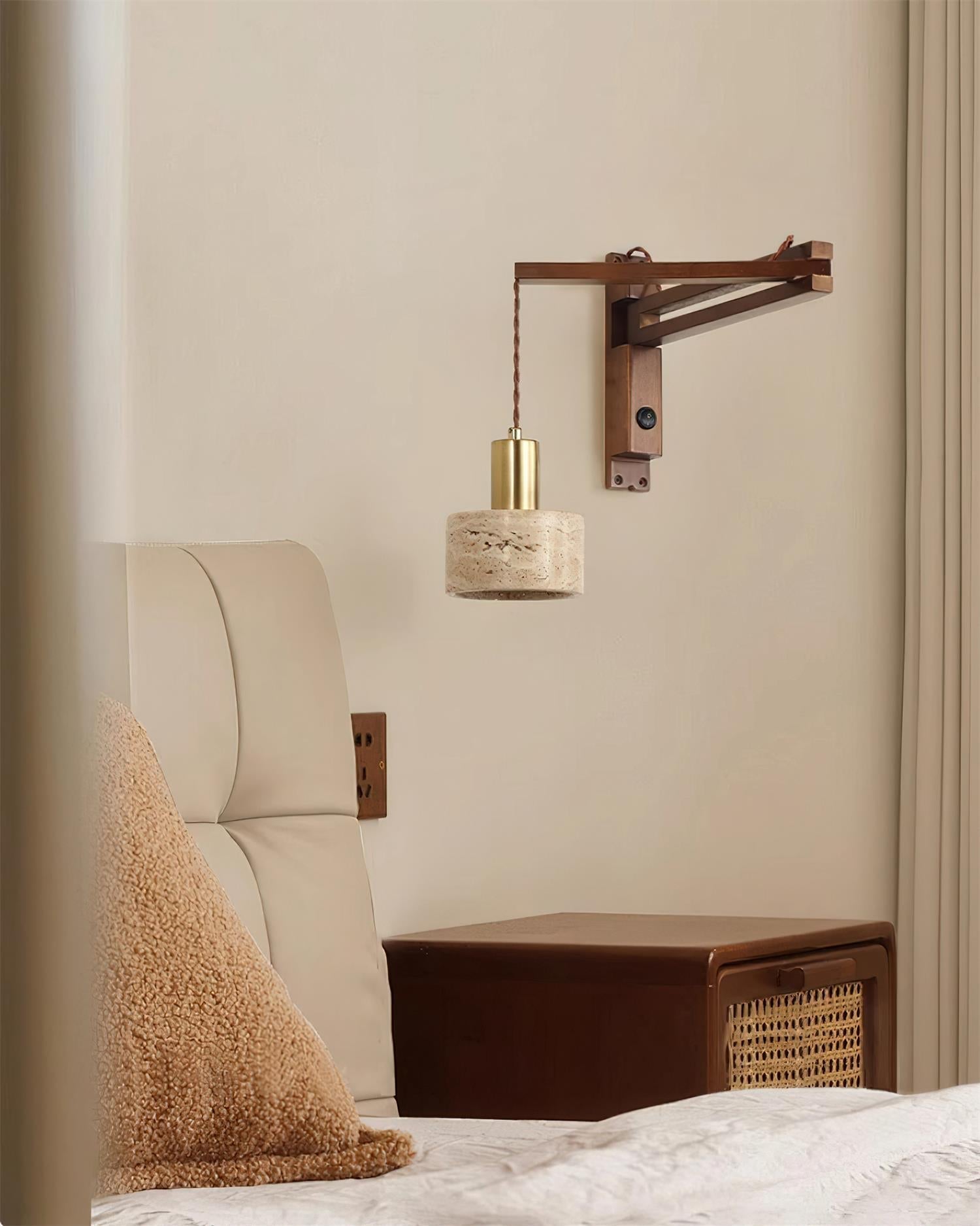 Wall Lamp with Travertine Cylinder Shade for Minimalist Ambiance - Letslighting