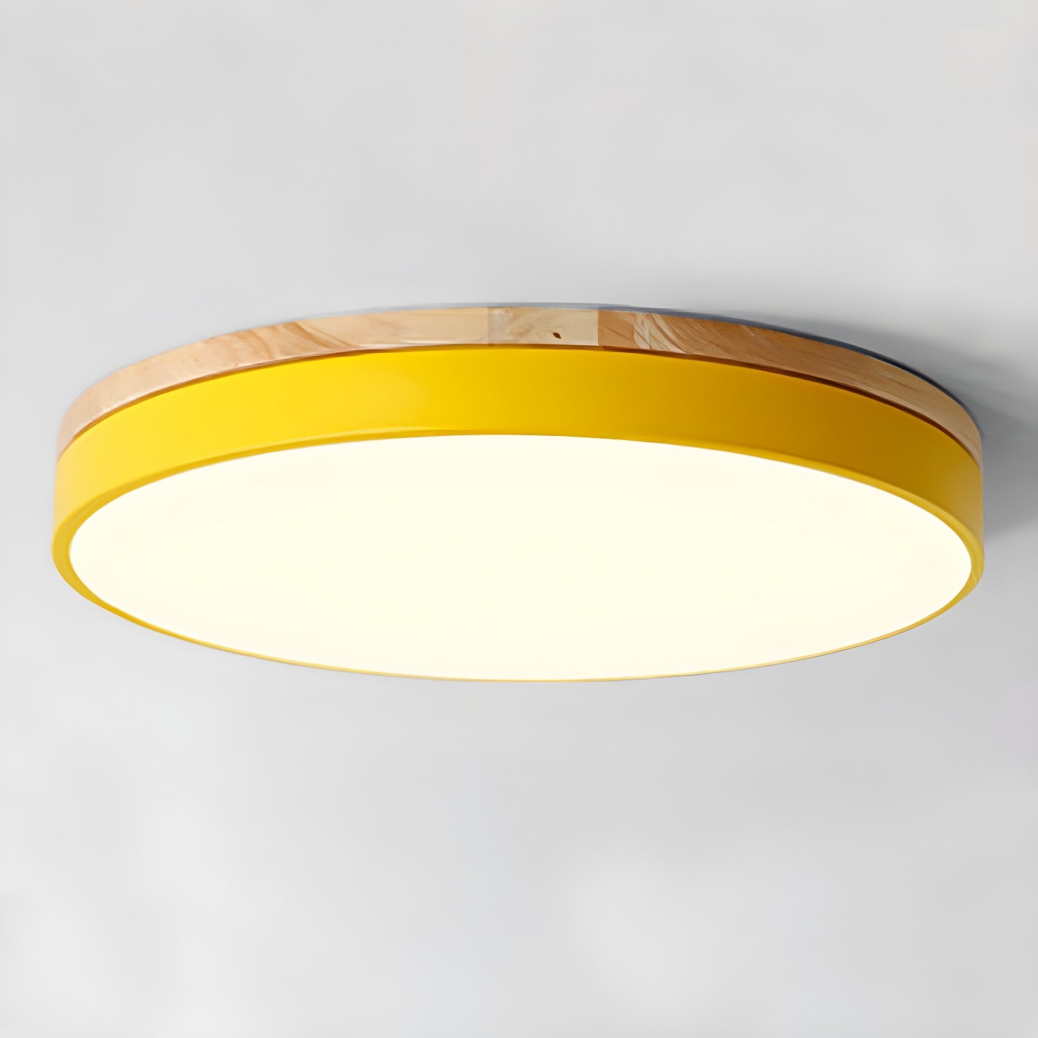 Solara Ceiling Light Circular Wood Grey Modern Minimalist - Letslighting