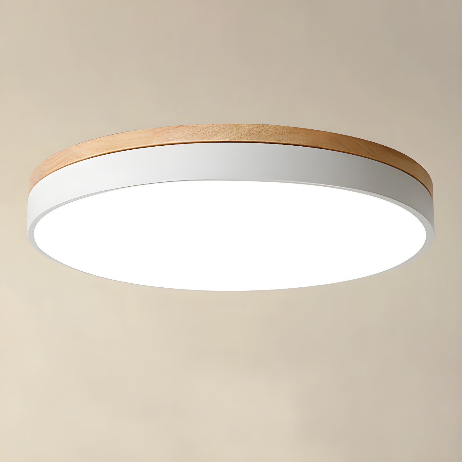 Solara Ceiling Light Circular Wood Grey Modern Minimalist - Letslighting