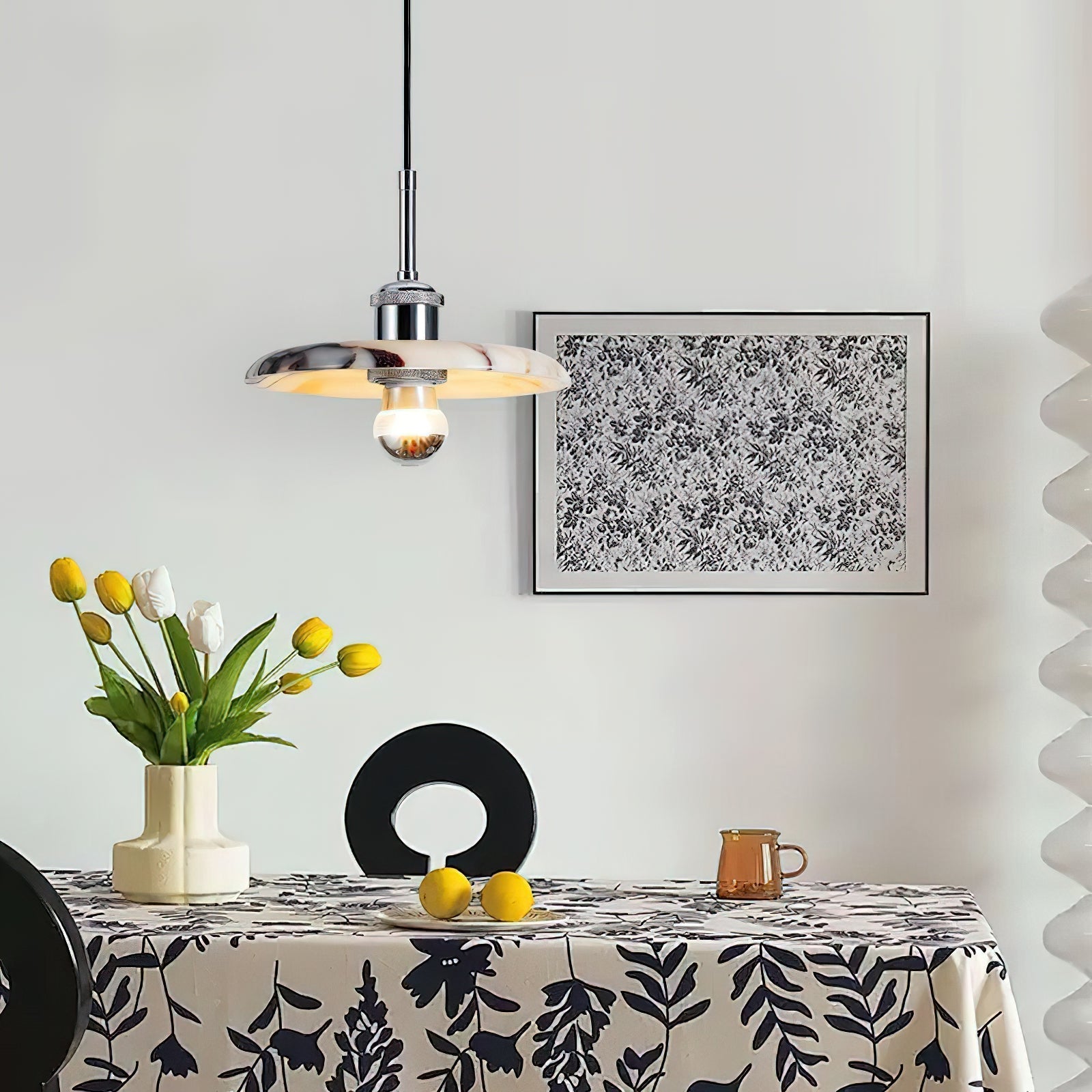 Ovelion Premium Nordic Art Marble Metal Pendant Lamp - Lamp Copper