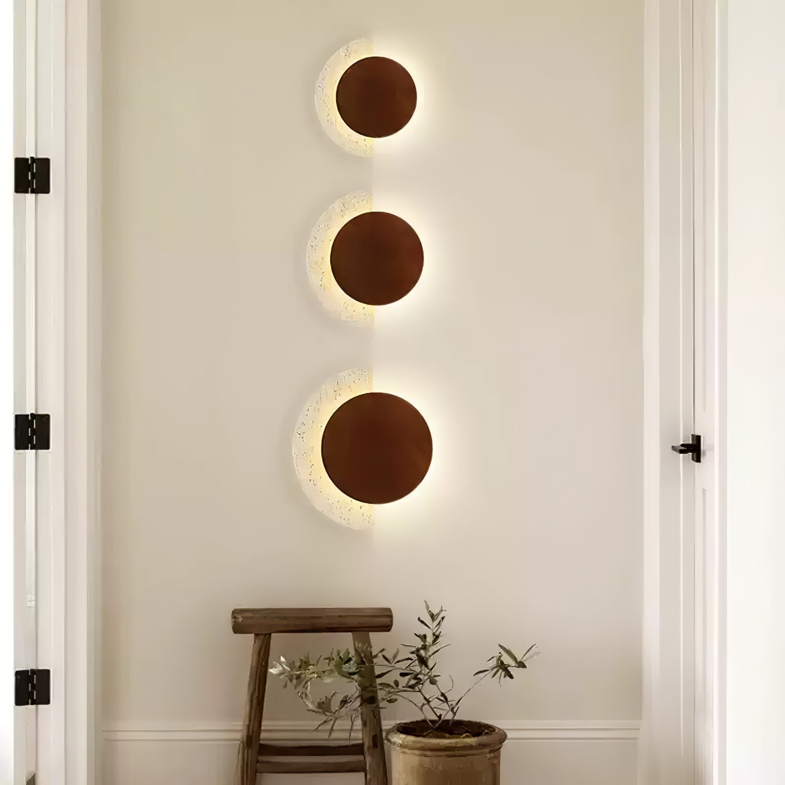 Coraeen Half-Moon Travertine Wall Light - Letslighting