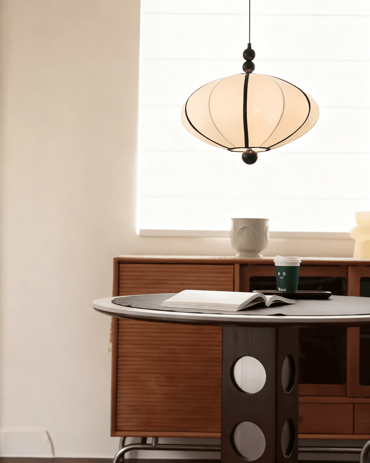 Zora Unique Bois Tissu Suspension Lampe