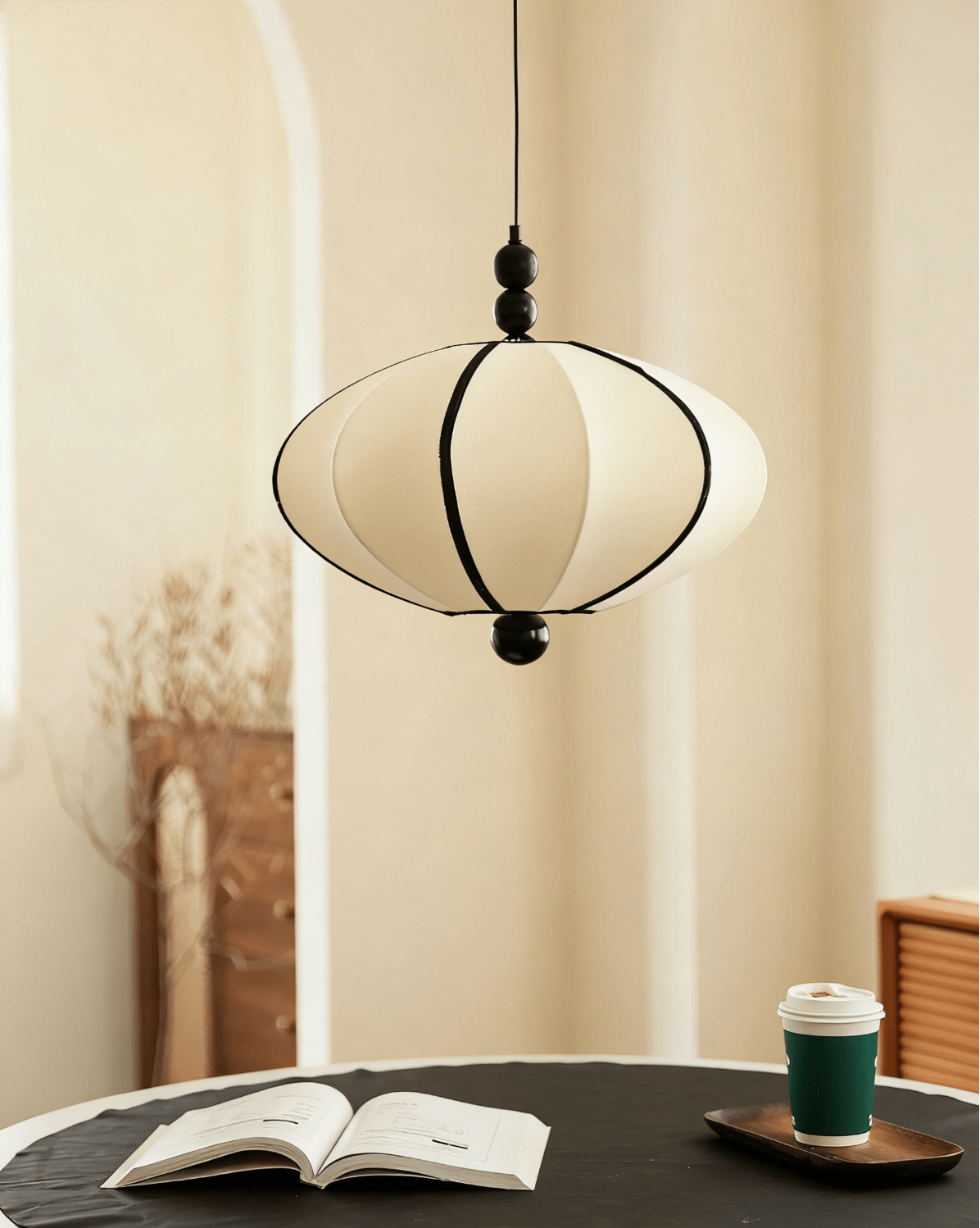 Zora Unique Bois Tissu Suspension Lampe