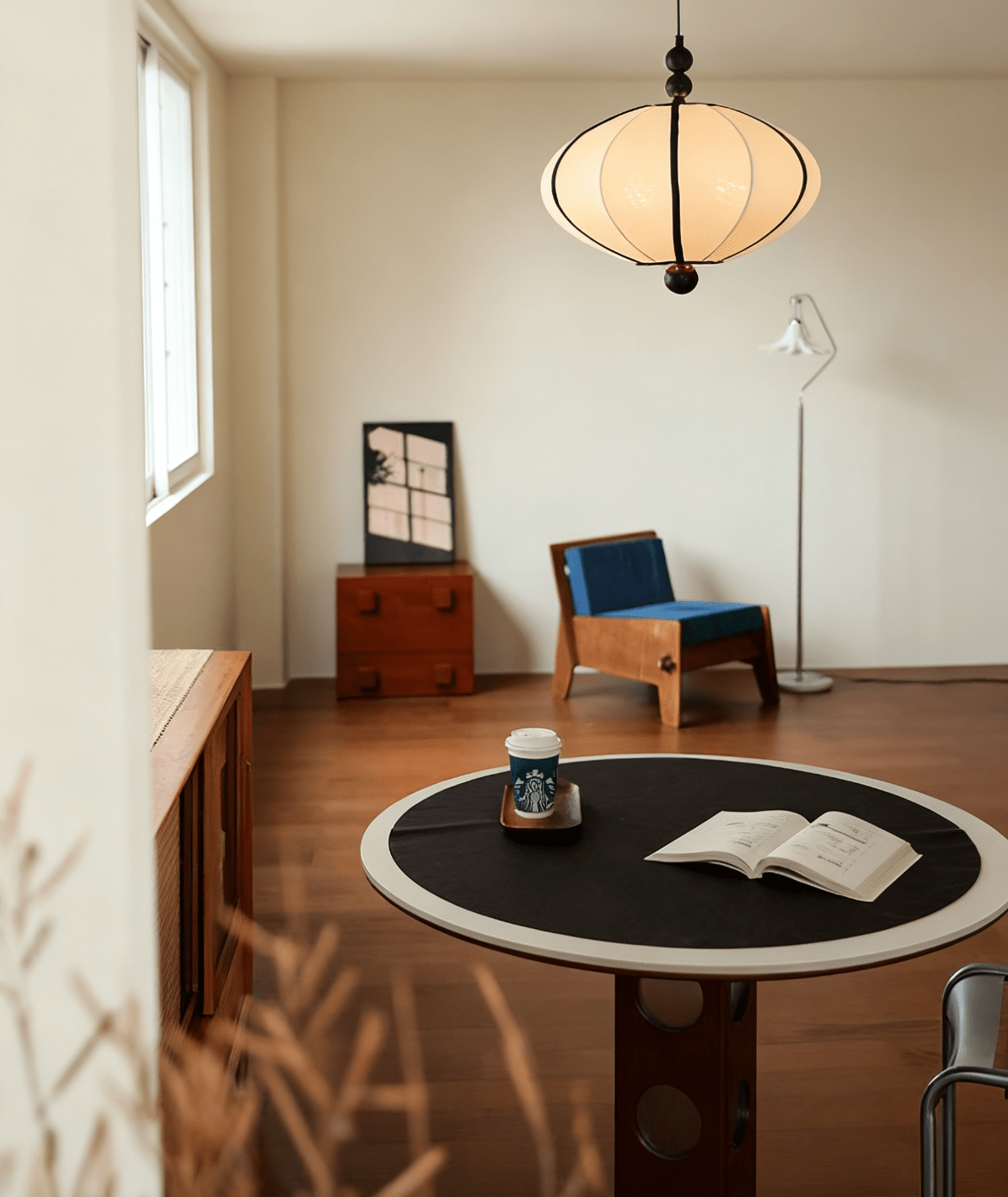 Zora Unique Bois Tissu Suspension Lampe