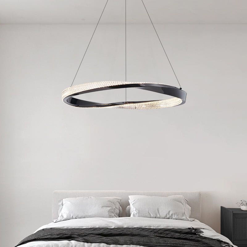 Kristy Luminaires Suspensions Anneau Moderne Métal Acrylique Noir/Cuivre Salon/Chambre à Coucher