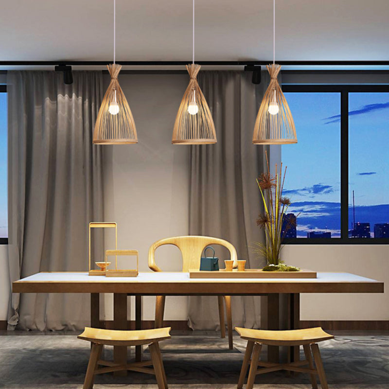 Ritta Suspension Cône Vintage, Bambo, Bois, Salon