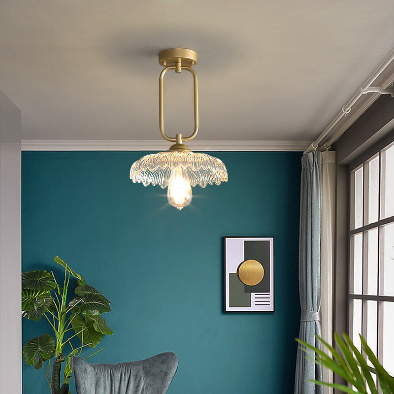 Arisha Plafonnier Fleur Moderne, Métal/Verre, Doré, Salon