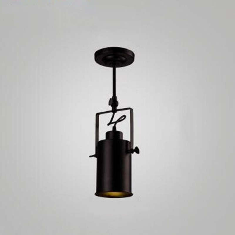 Silva Plafonnier Cylindre Vintage, Métal, Noir, Salon