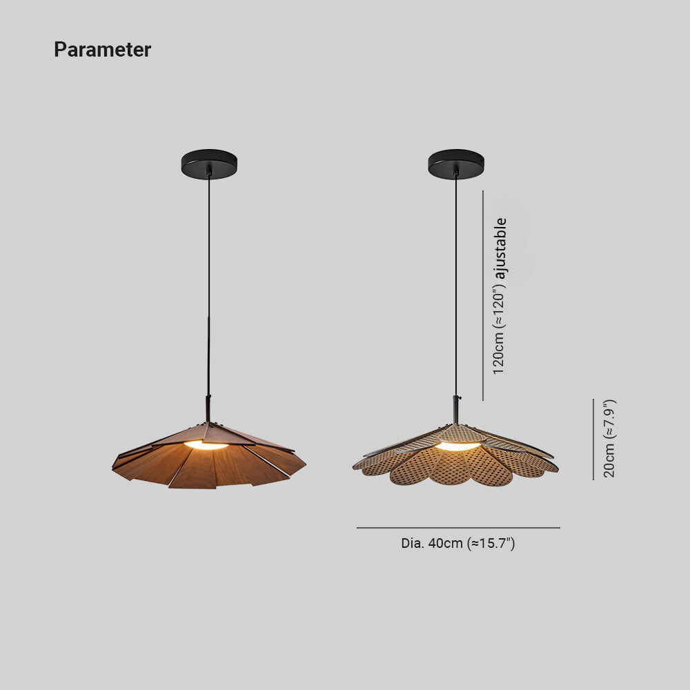 Ritta Vintage LED Suspension Noyer Bois Chambre À Coucher/Bar