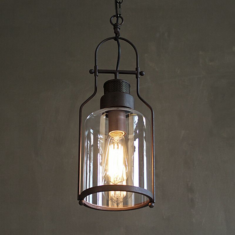 Epoch LED Suspension Noir Rouille Verre Métal Chambre à coucher