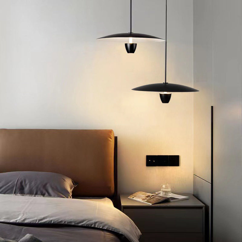 Arisha Suspension Ronde LED Minimaliste, Métal, Noir, Salon