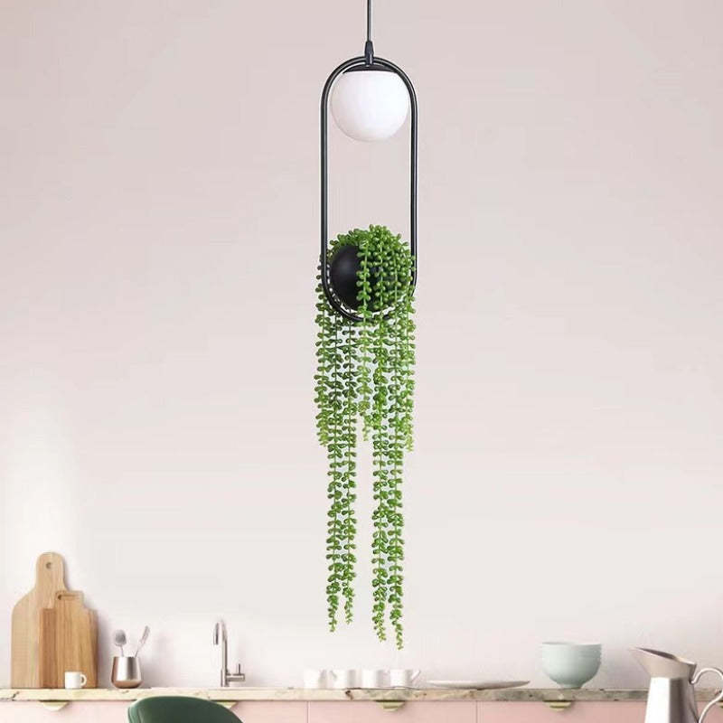 Ritta Suspension Globe Simple, Métal/Acrylique, Noir/Blanc, Chambre à Coucher/Cuisine