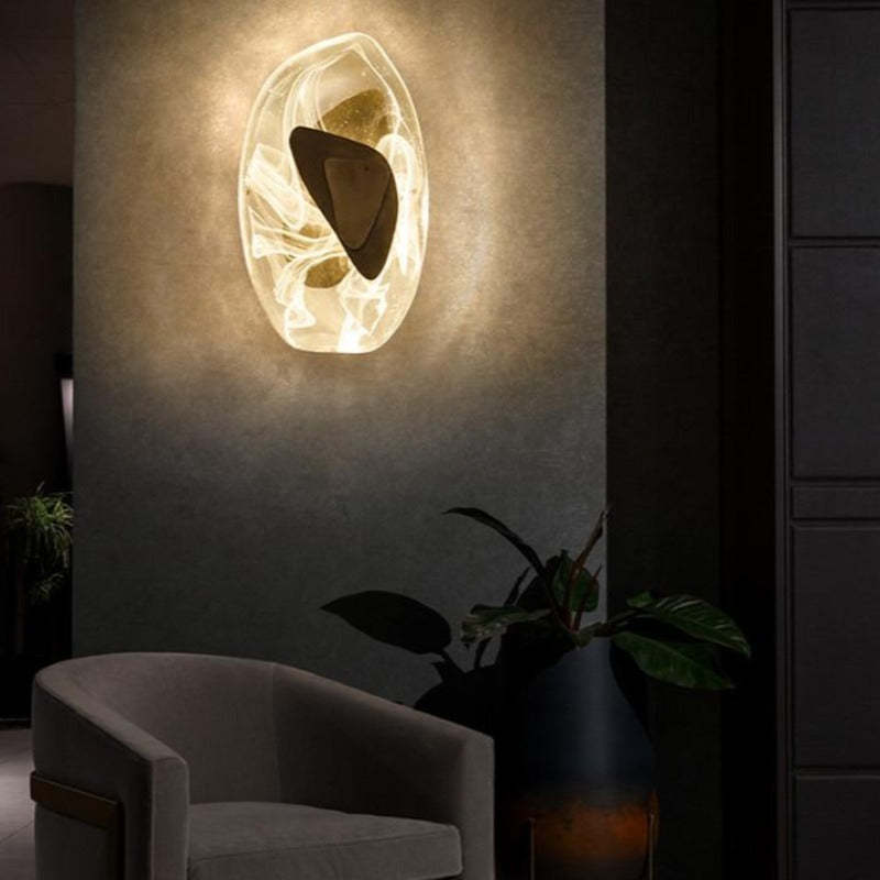 Arisha Applique Murale Art Deco Irrégulier Led Nordique, Métal, Or/Noir, Chambre