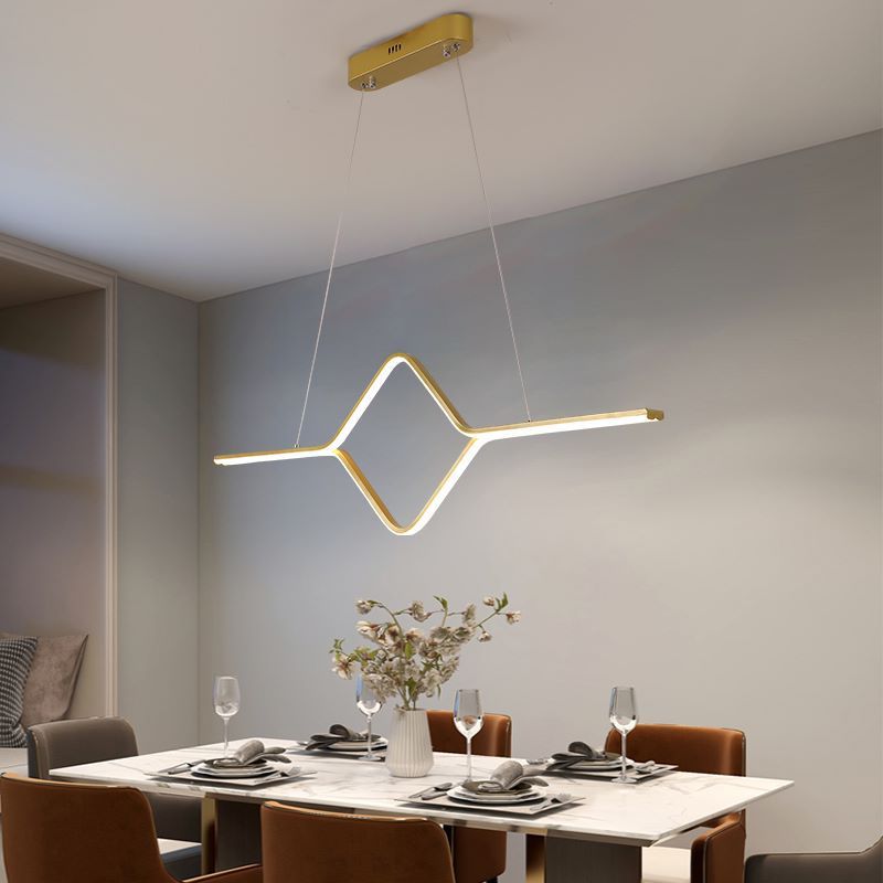 Arisha Suspension Linéaire Simple et Moderne, Métal/ Acrylique, Noir/Or, Salle à Manger